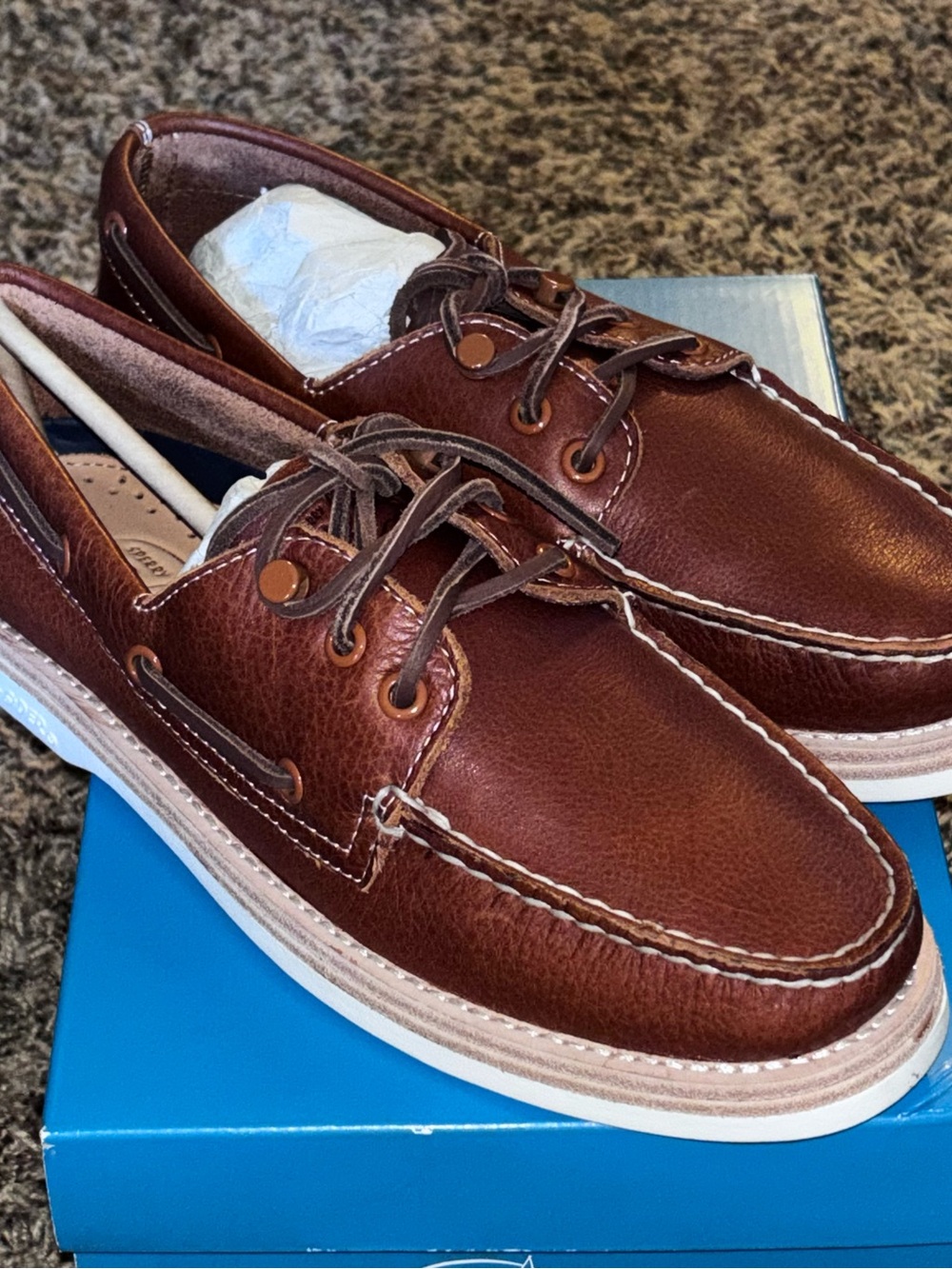 Sperry Authentic Original A/O 3-Eye Brown Leather Boat Shoes Men's Size 7.5 NEW